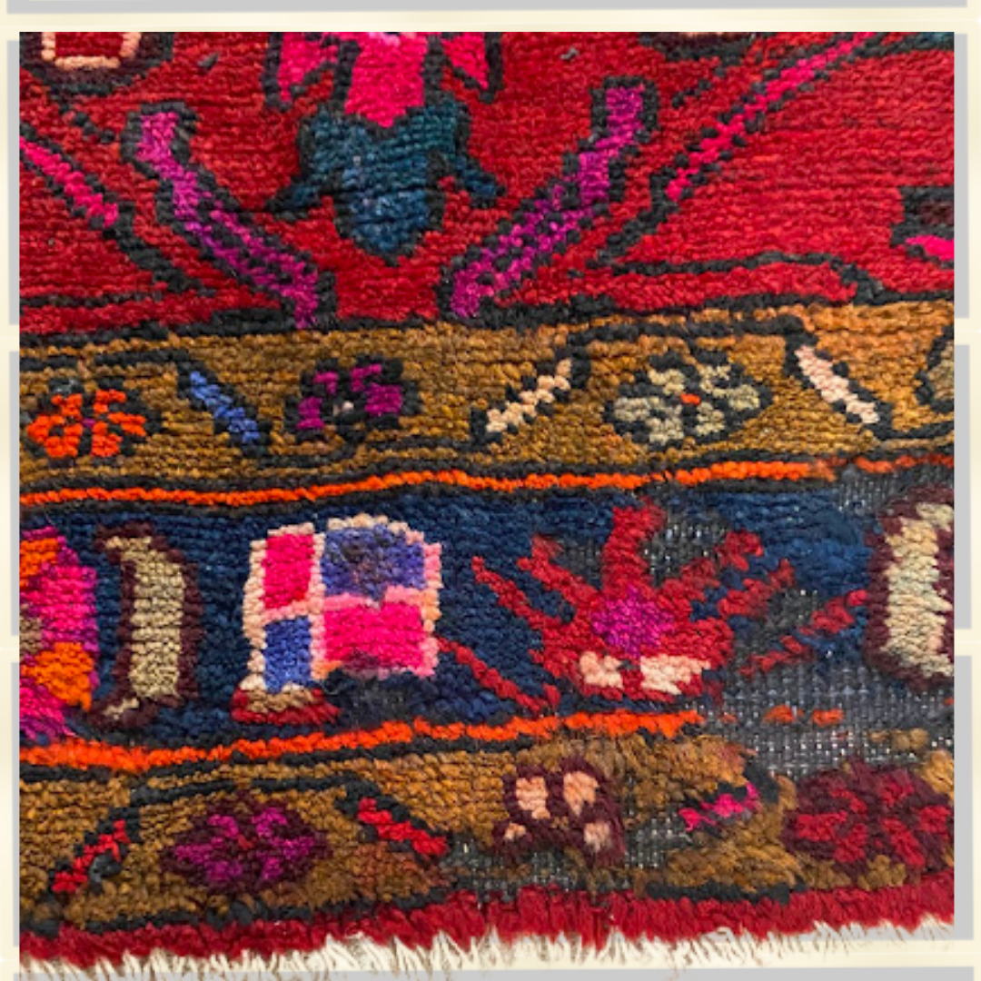 Vintage Hand-knotted Persian Hamadan Vibrant Tribal Rug