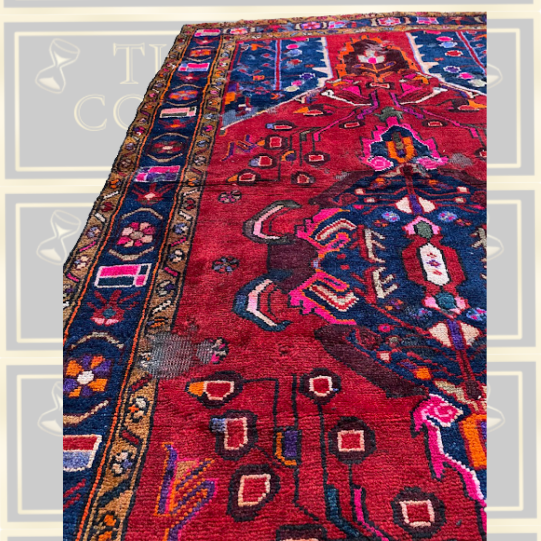 Vintage Hand-knotted Persian Hamadan Vibrant Tribal Rug