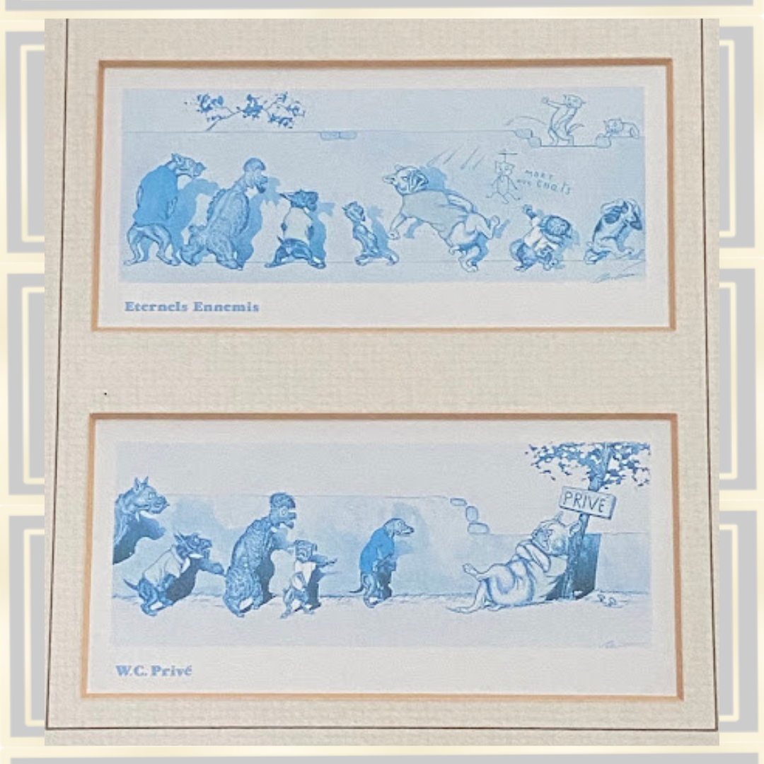 Vintage Four-Panel Boris O'Klein's Celebrated "Dirty Dogs Of Paris"