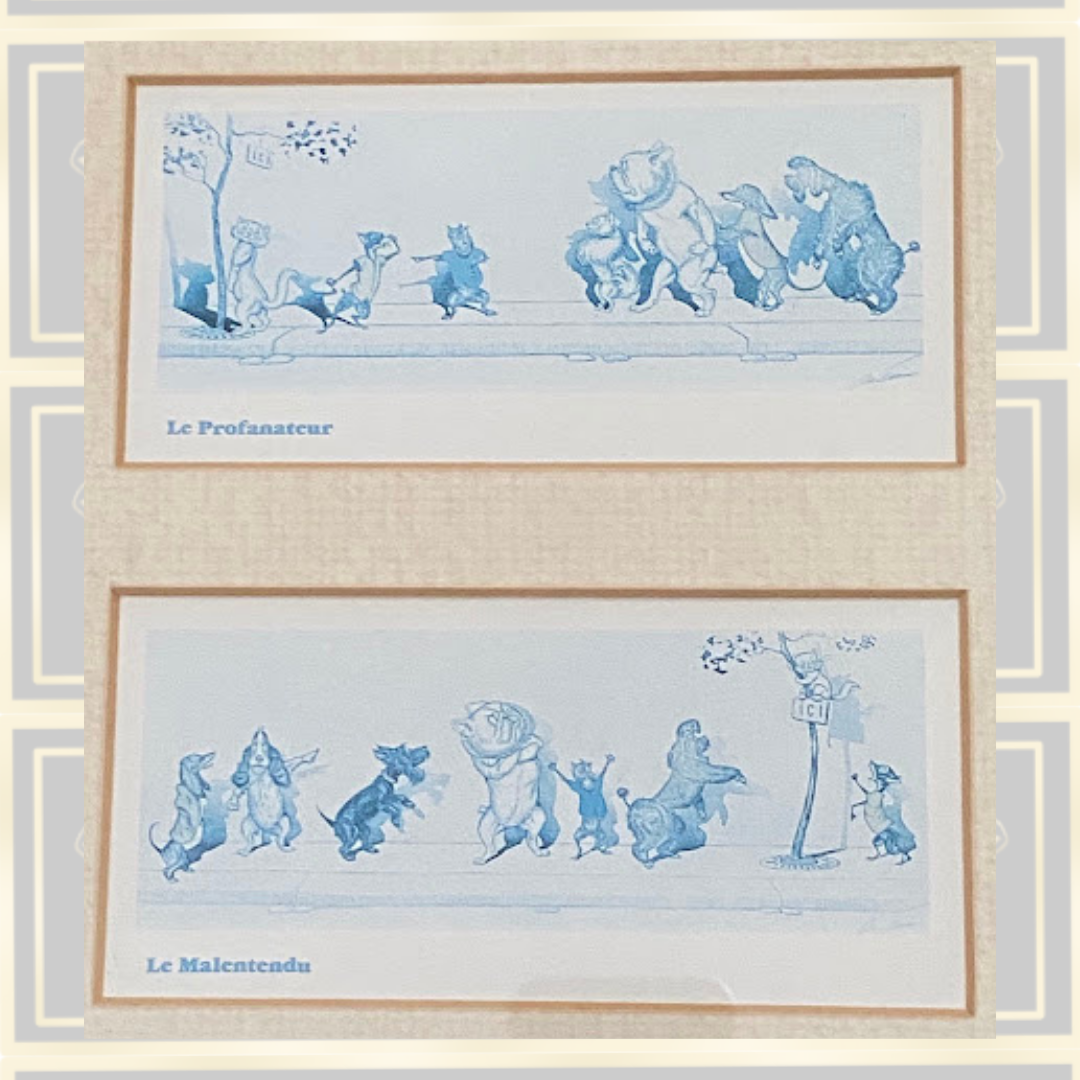 Vintage Four-Panel Boris O'Klein's Celebrated "Dirty Dogs Of Paris"