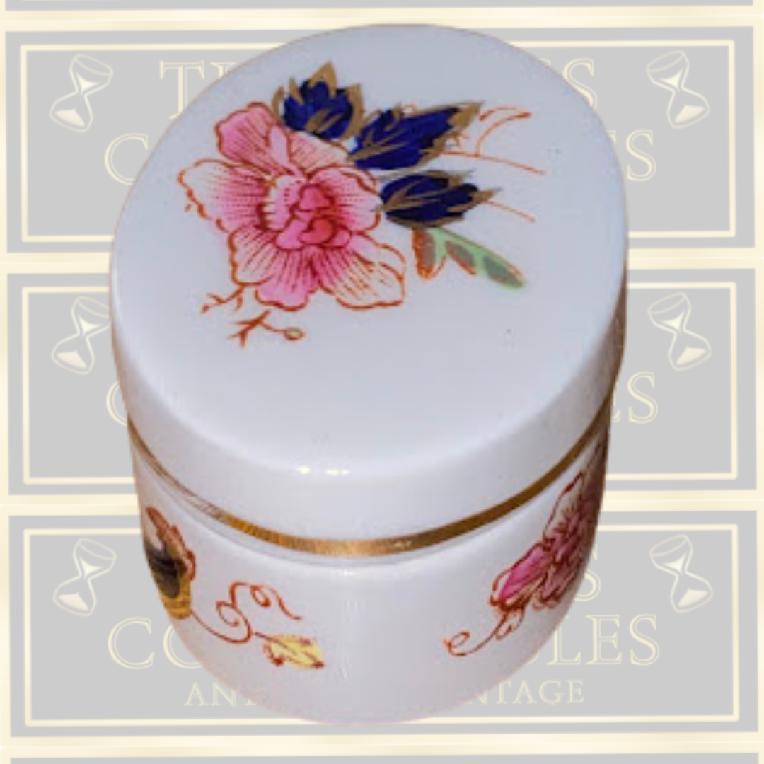 Mason's Ironstone Blue Red Floral Gilded Trinket Box