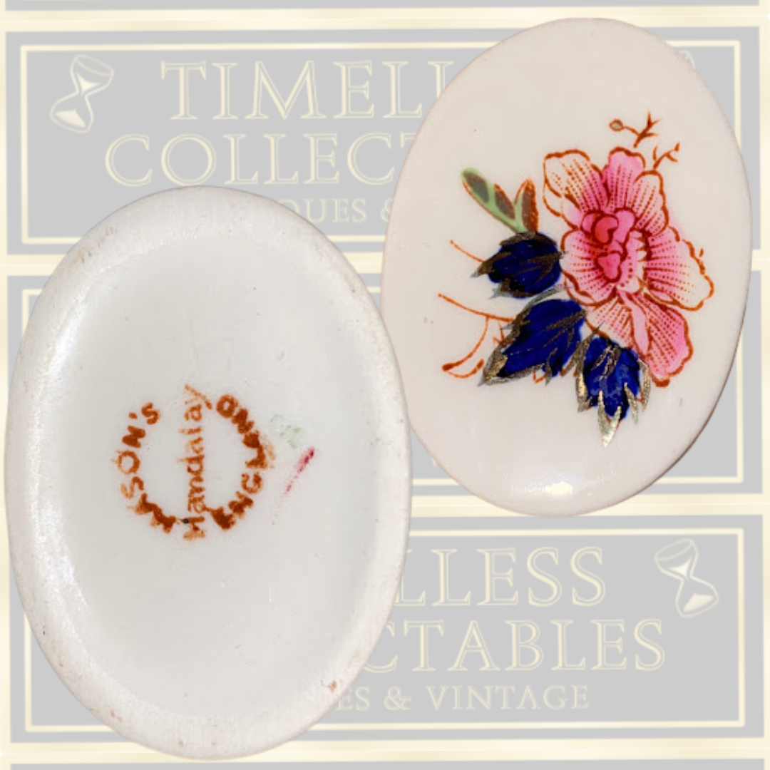 Mason's Ironstone Blue Red Floral Gilded Trinket Box