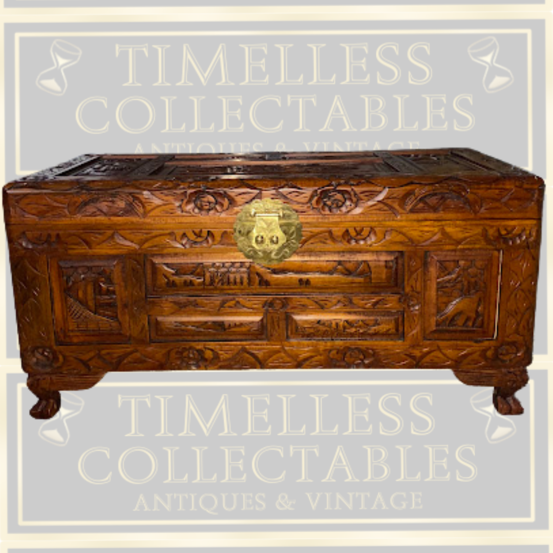 Vintage Chinese Carved Camphorwood Chest
