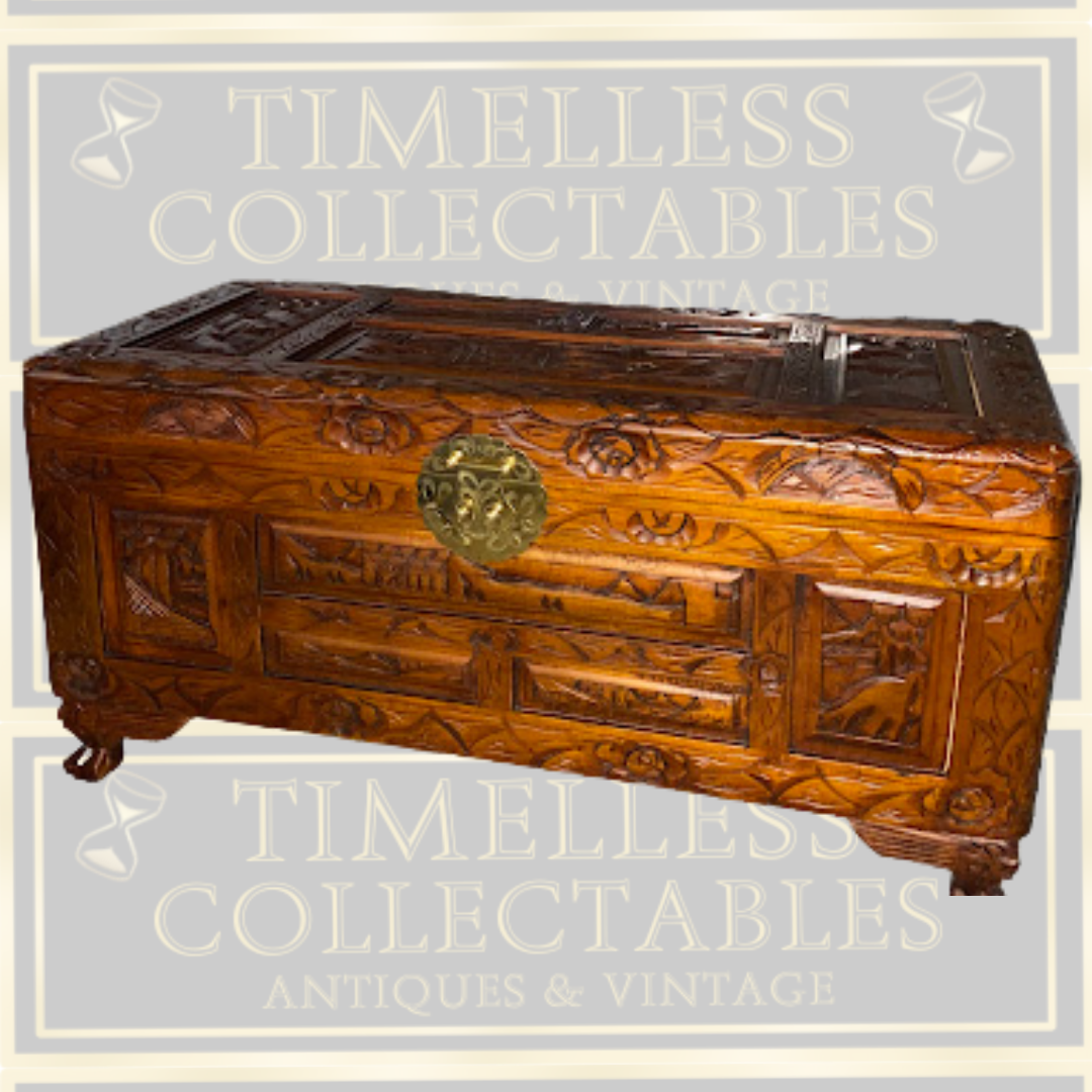 Vintage Chinese Carved Camphorwood Chest