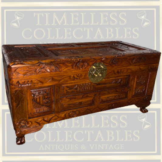 Vintage Chinese Carved Camphorwood Chest