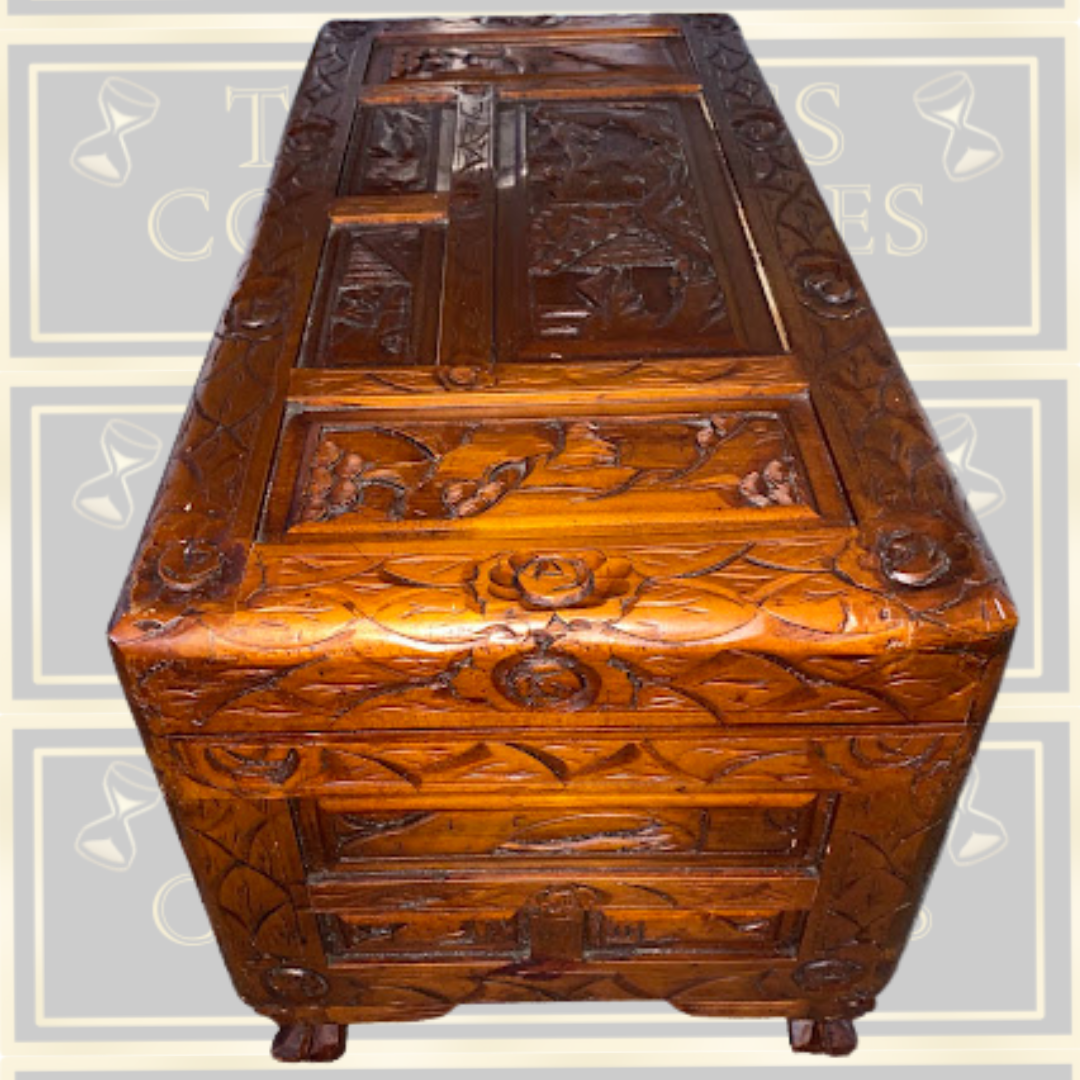 Vintage Chinese Carved Camphorwood Chest