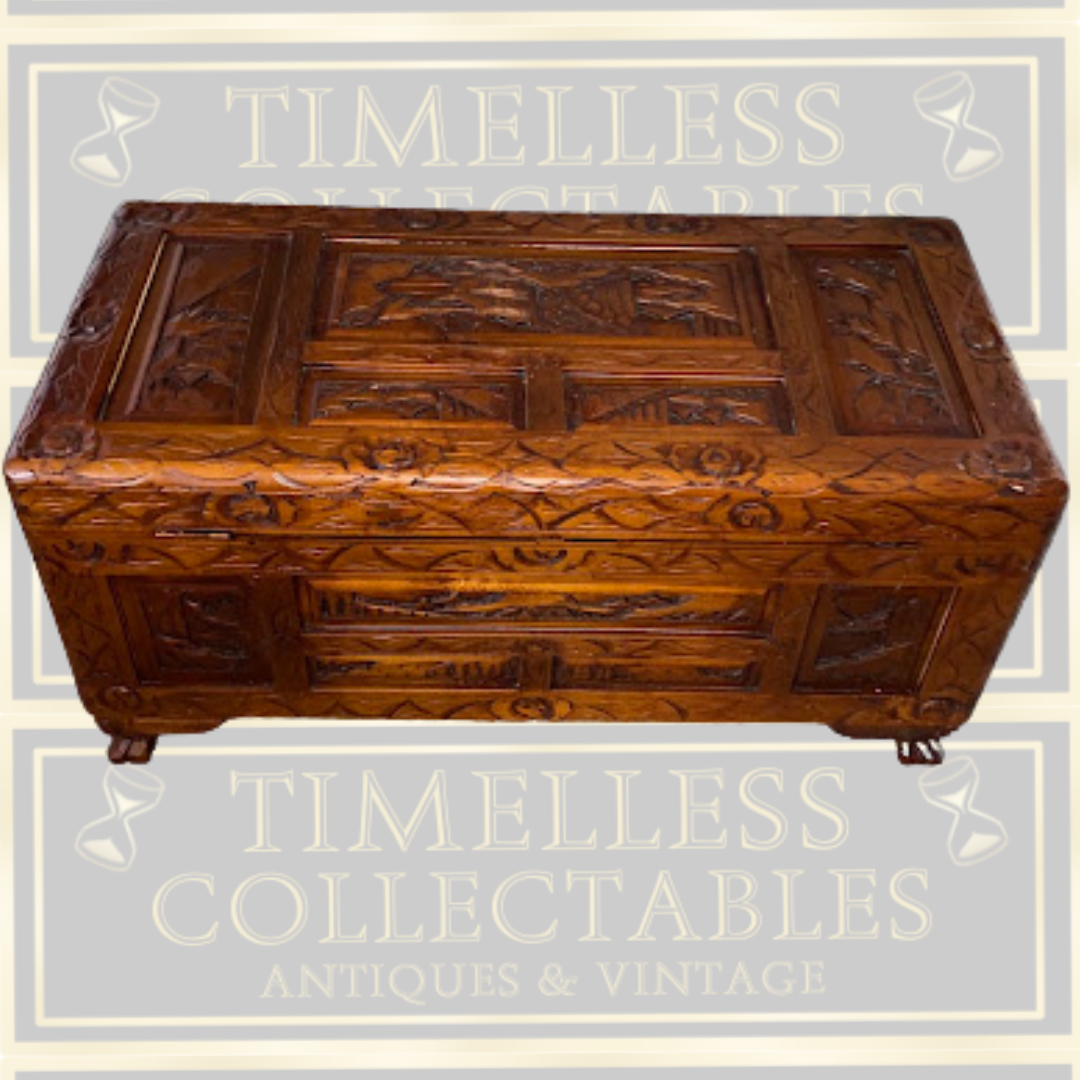Vintage Chinese Carved Camphorwood Chest