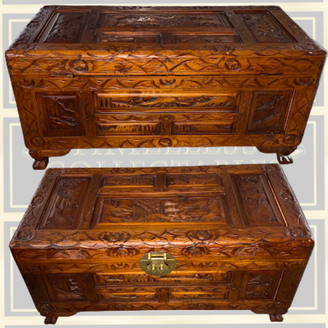 Vintage Chinese Carved Camphorwood Chest