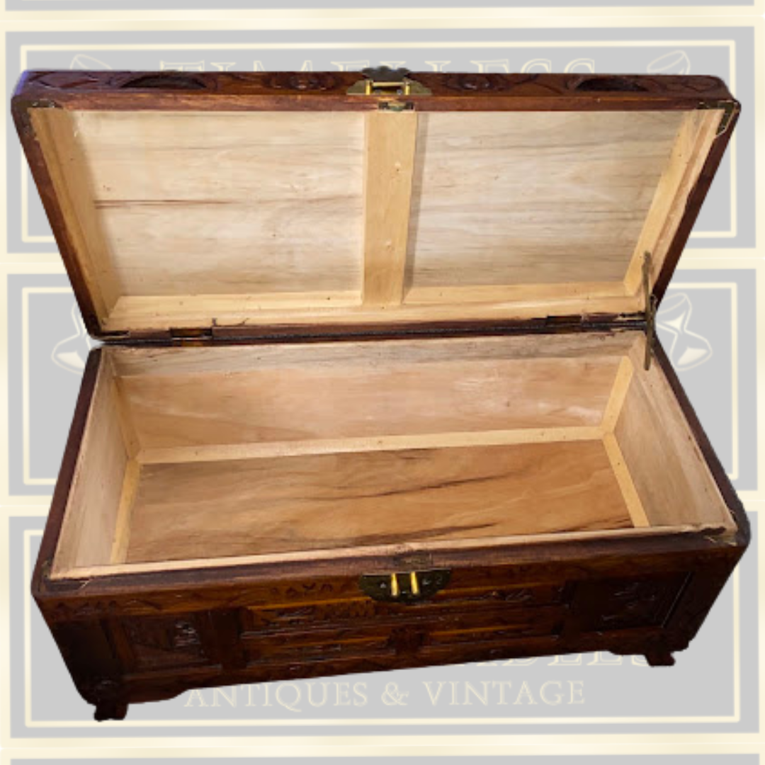 Vintage Chinese Carved Camphorwood Chest