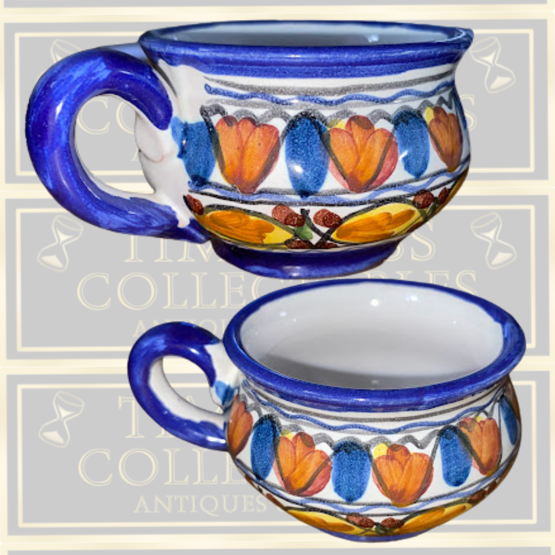 Vintage Italian Majolica Coffee Set Six Mugs & Tray