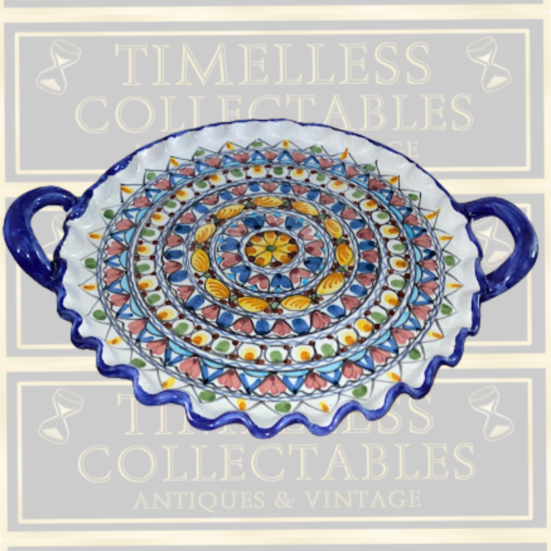 Vintage Italian Majolica Coffee Set Six Mugs & Tray