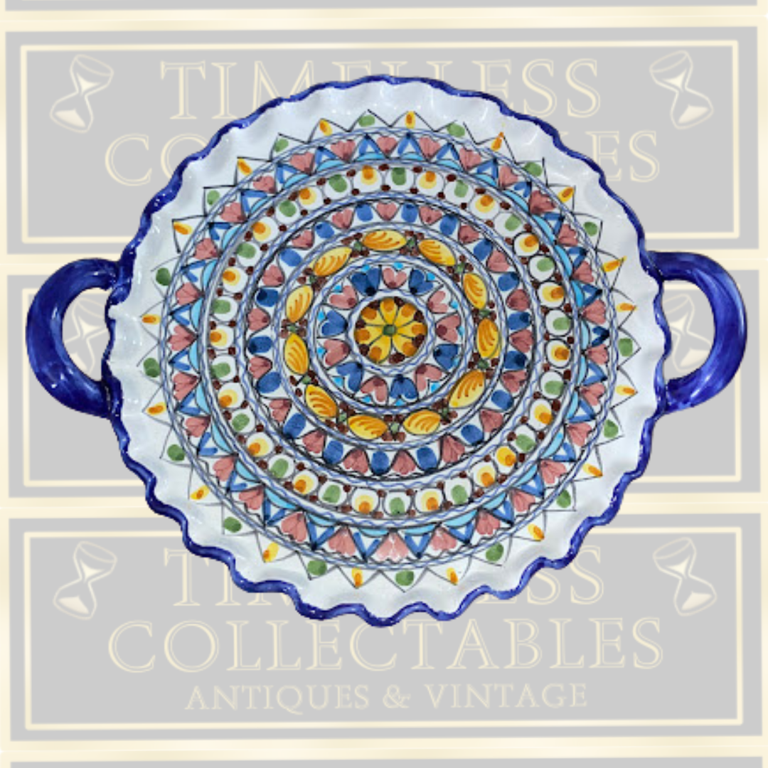 Vintage Italian Majolica Coffee Set Six Mugs & Tray