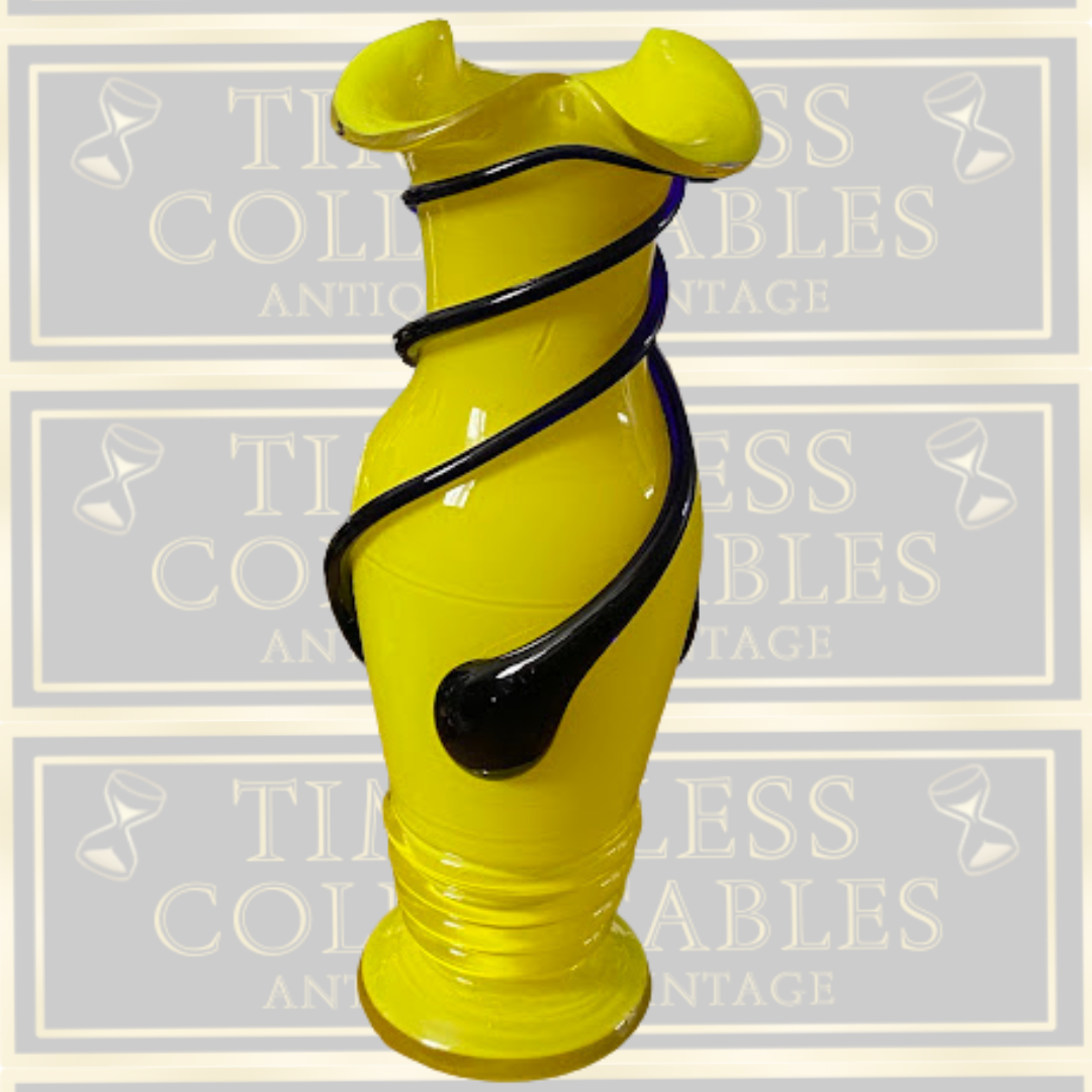 Vintage Czech Vibrant Yellow Tango Glass Vase