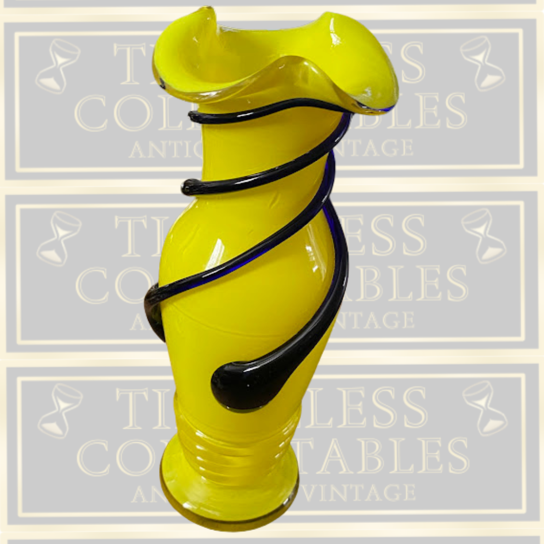 Vintage Czech Vibrant Yellow Tango Glass Vase
