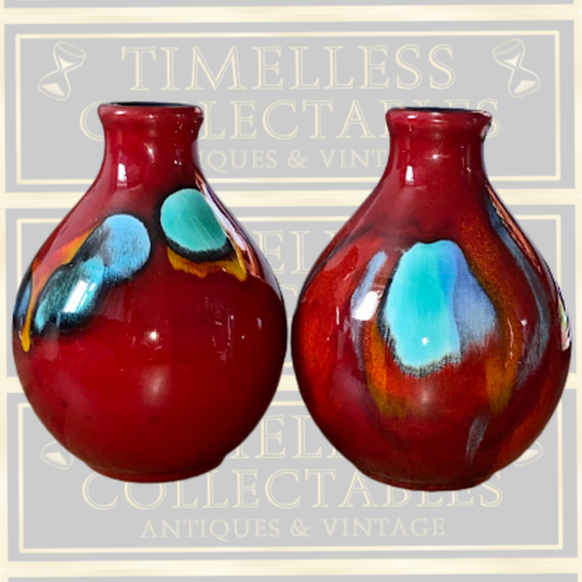 Vintage Pair Poole Pottery Volcano design Vases