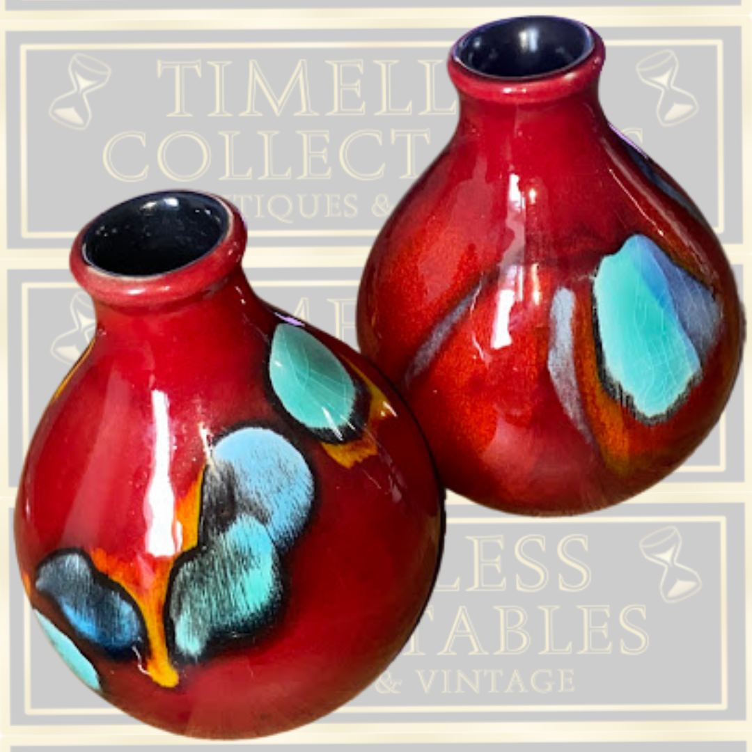 Vintage Pair Poole Pottery Volcano design Vases