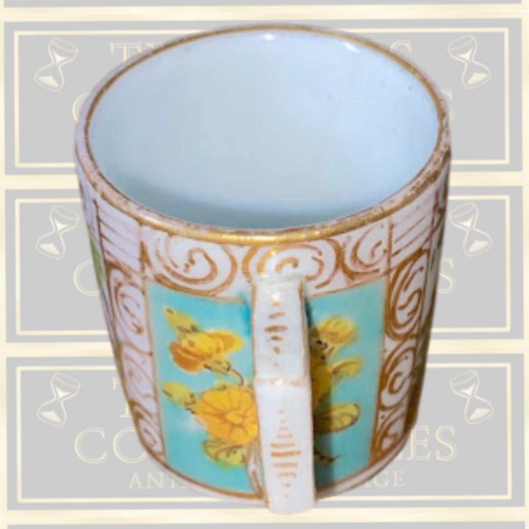 Antique Dresden Helena Wolfsohn Demitasse Cup – Watteau Courting Scene (c. 1875)