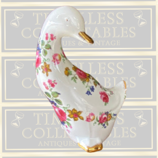 Vintage Fenton China Floral Duck/Goose English Bone China