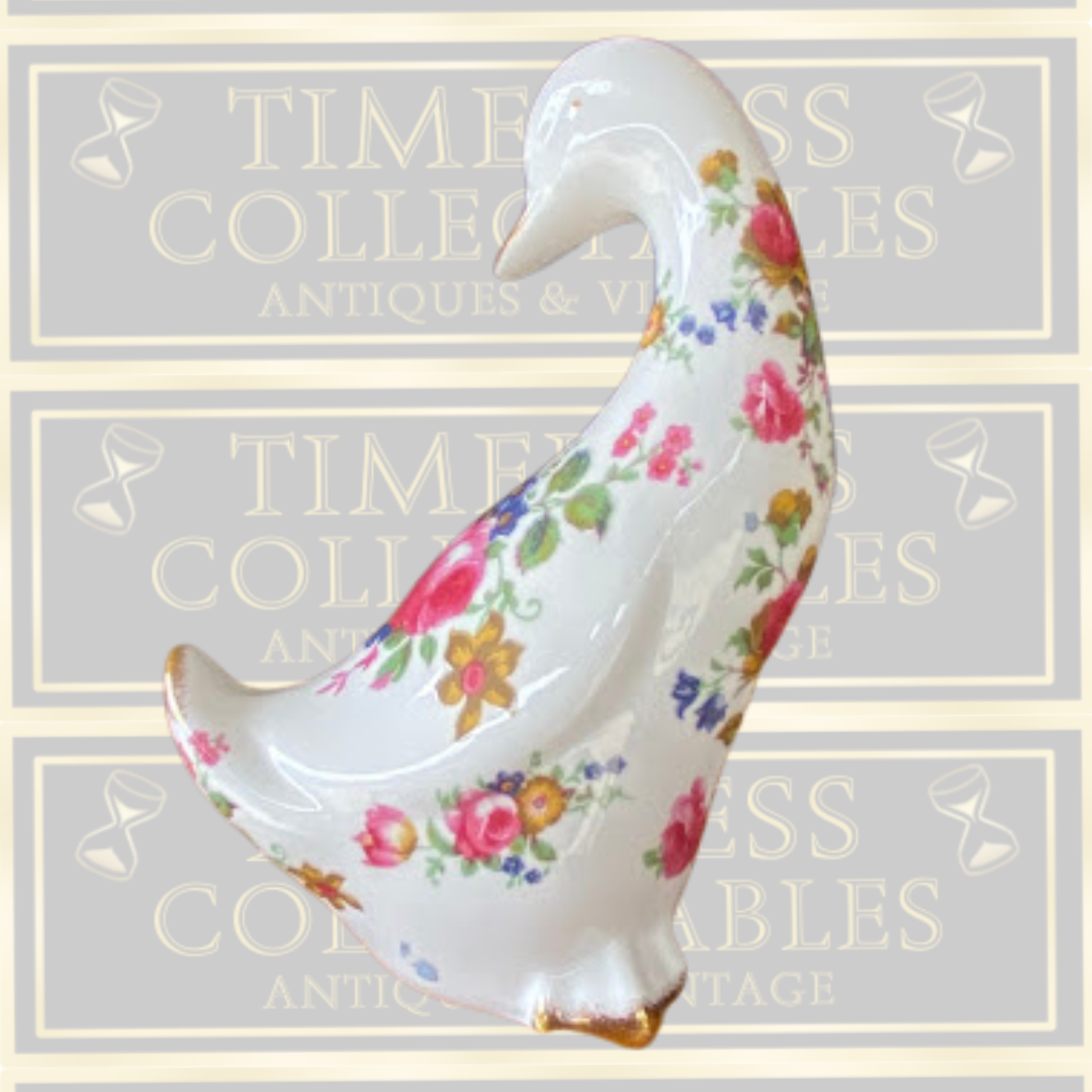 Vintage Fenton China Floral Duck/Goose English Bone China
