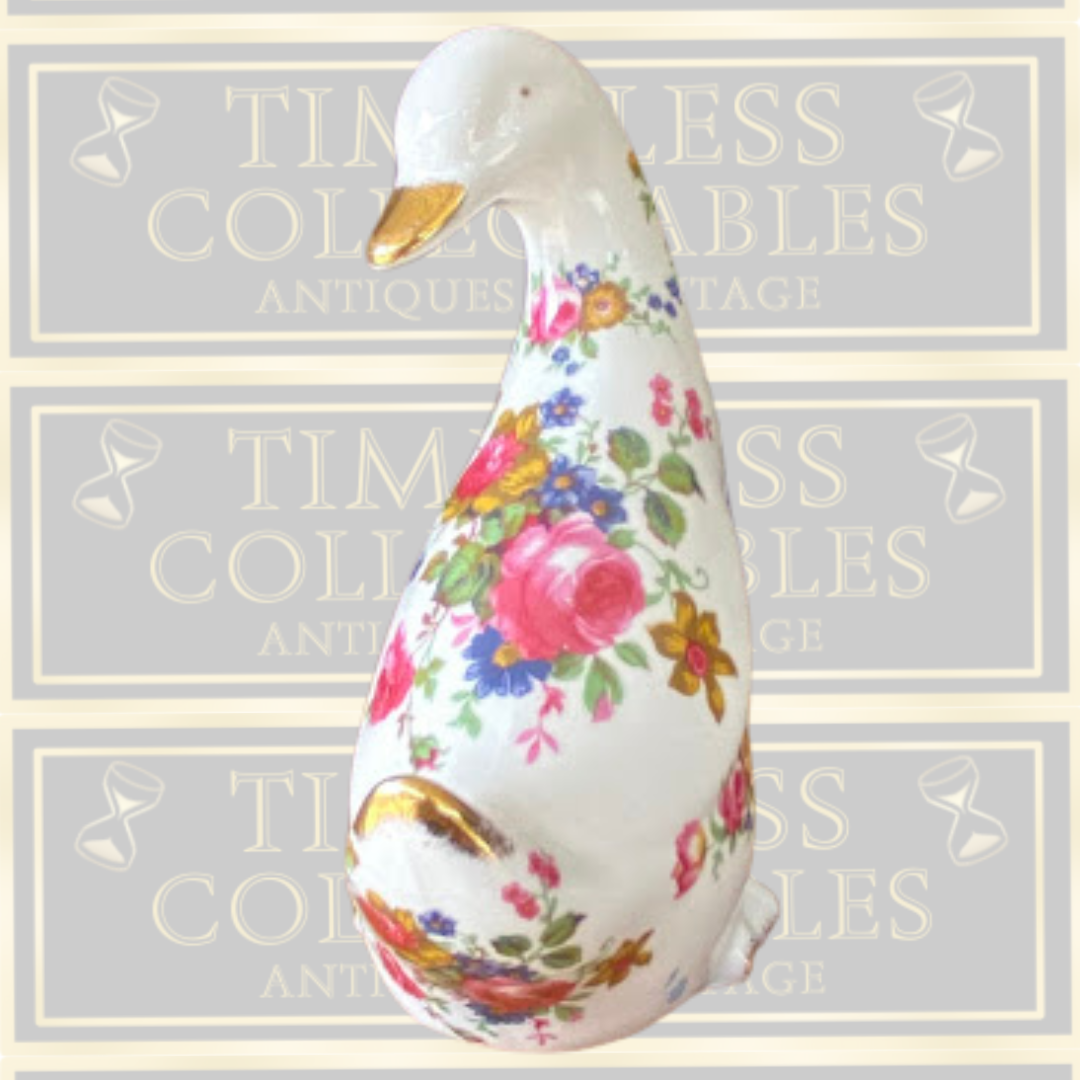 Vintage Fenton China Floral Duck/Goose English Bone China