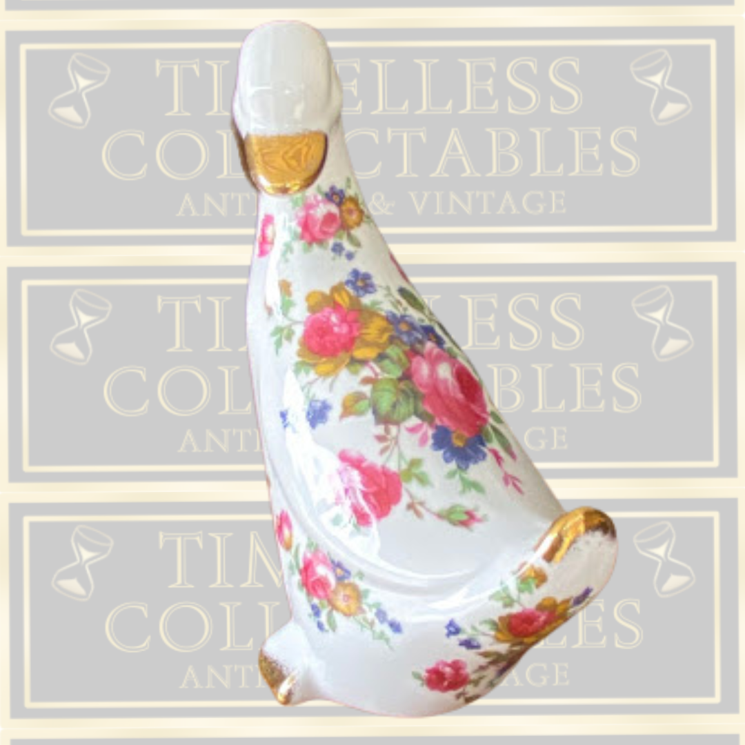 Vintage Fenton China Floral Duck/Goose English Bone China