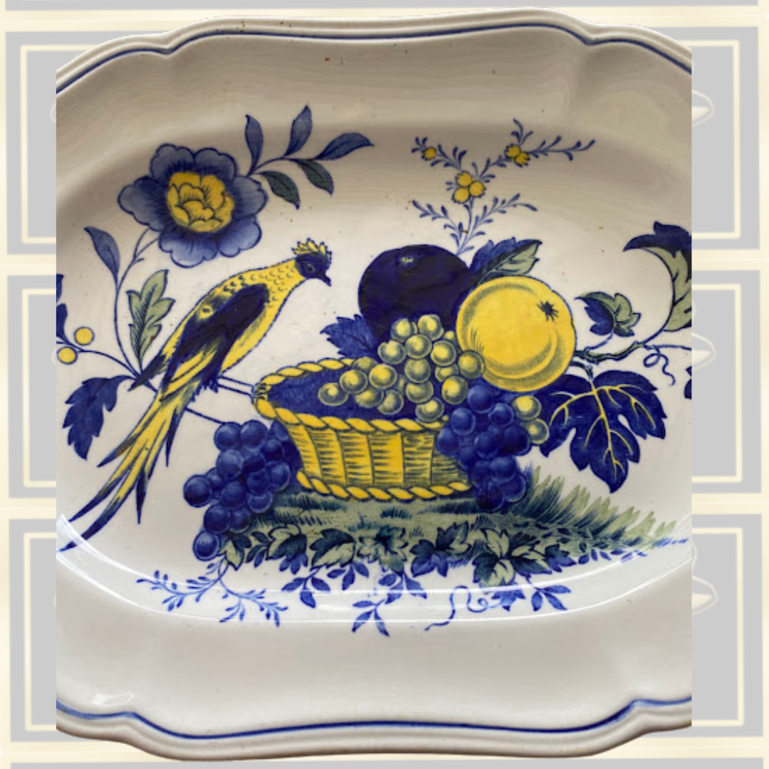 Vintage Spode "Blue Bird" Pattern Oval Serving Platter