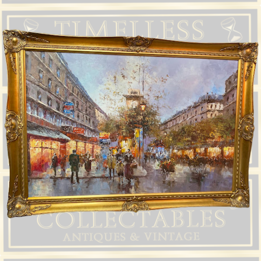 Vintage French Impressionist-Style Oil Painting