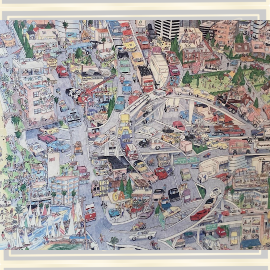 Vintage Large Tom Lamb Pictorial Map Los Angeles