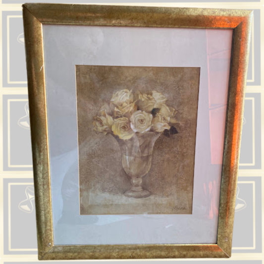 Vintage Framed Art Print "Brocade Roses" By Albena Hristova
