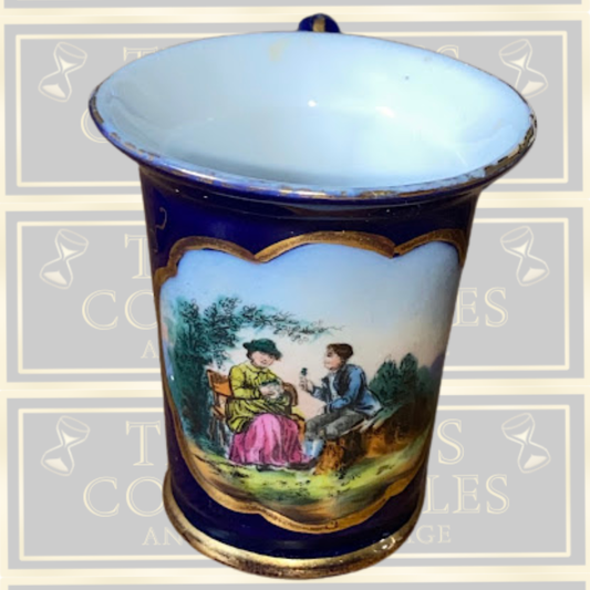 Antique Cobalt Blue Gold-Gilt Porcelain Demitasse Cup