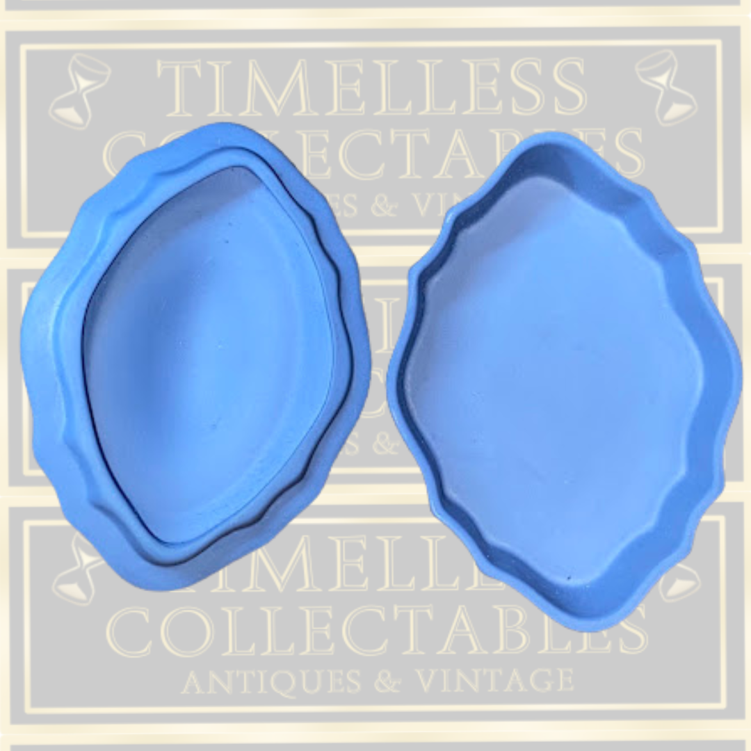 Vintage Wedgwood Blue Jasperware Lidded Oval Trinket Box