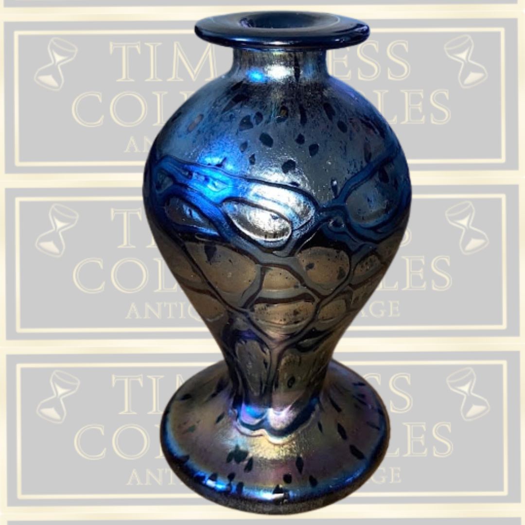 Vintage Iridescent Michael Harris's Art Glass Perfume Bottle