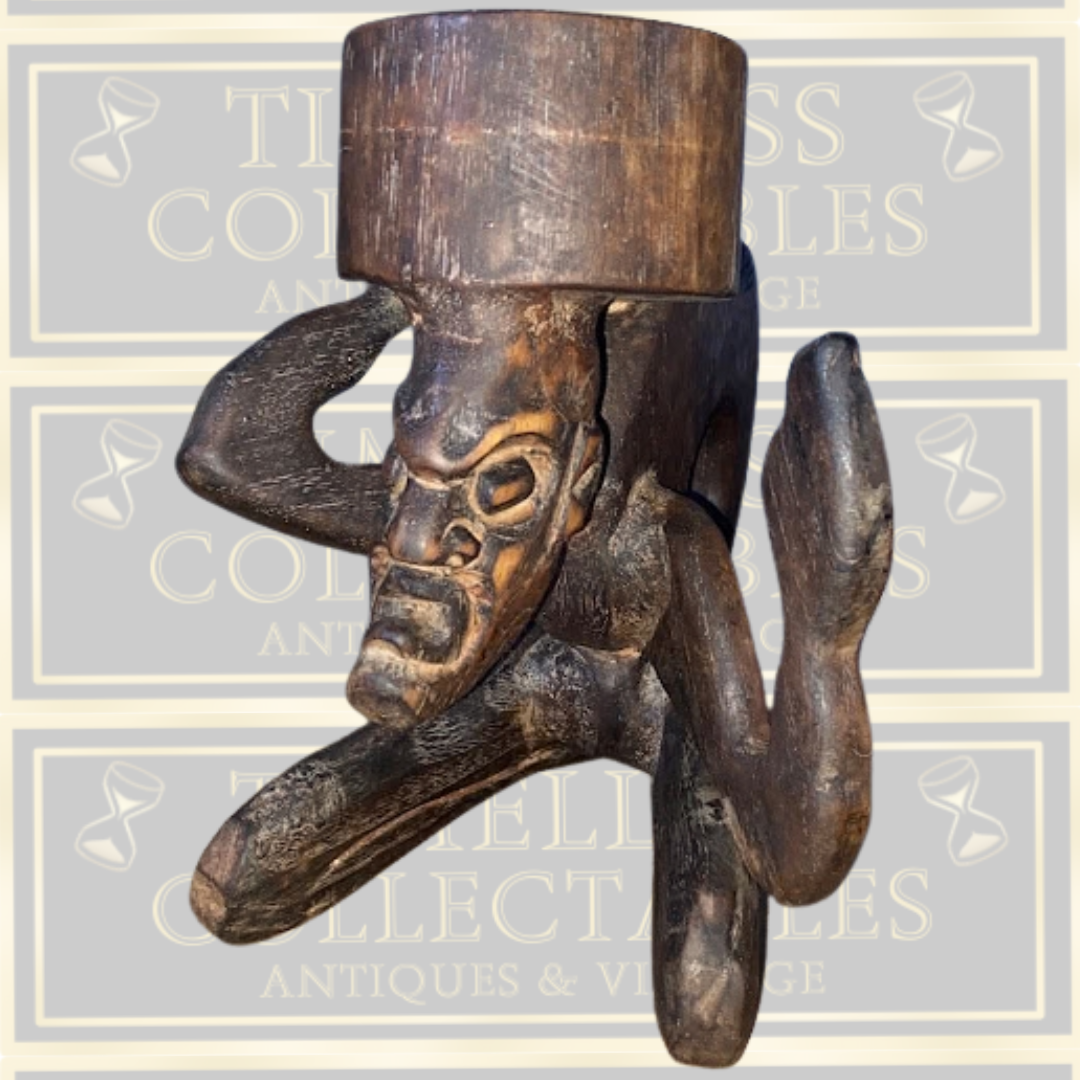 Vintage Hand-Carved African Tribal Candle Holder