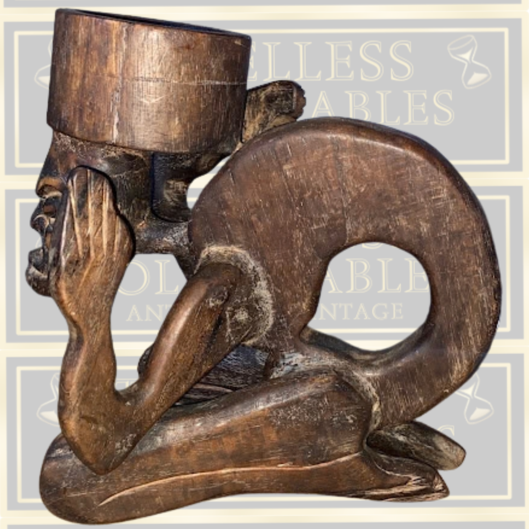 Vintage Hand-Carved African Tribal Candle Holder