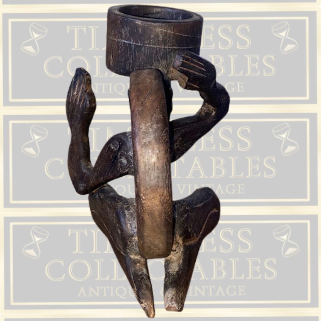 Vintage Hand-Carved African Tribal Candle Holder