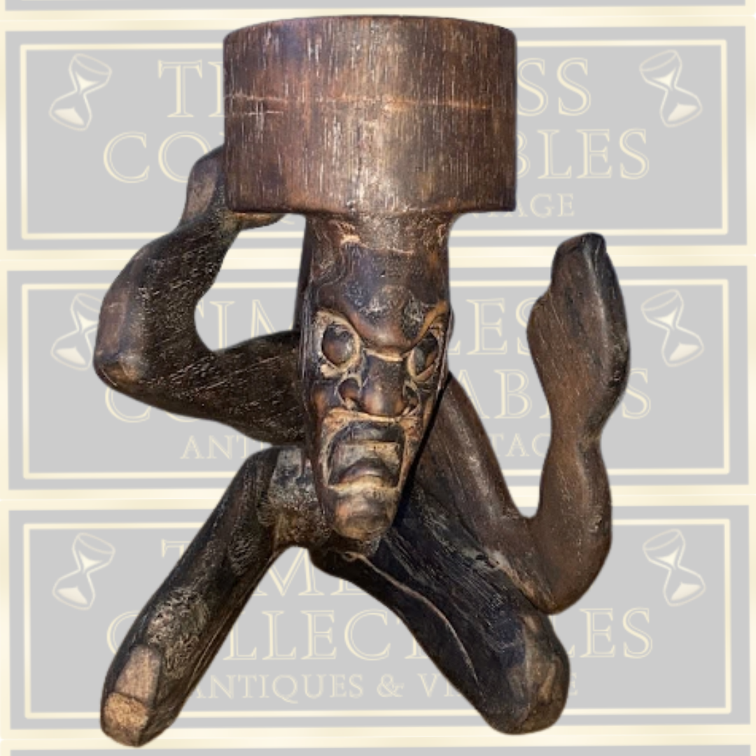 Vintage Hand-Carved African Tribal Candle Holder