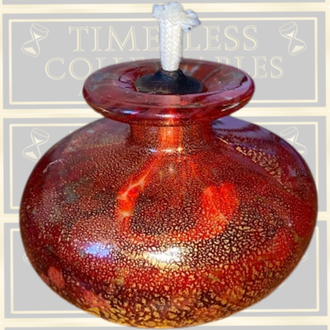 Vintage MDINA Art Bubble Glass Oil Lamp
