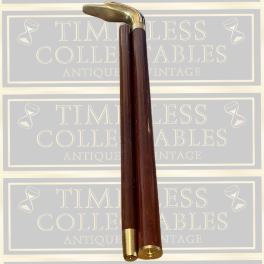 Vintage Brass Duck/Swan Head Wooden Walking Cane