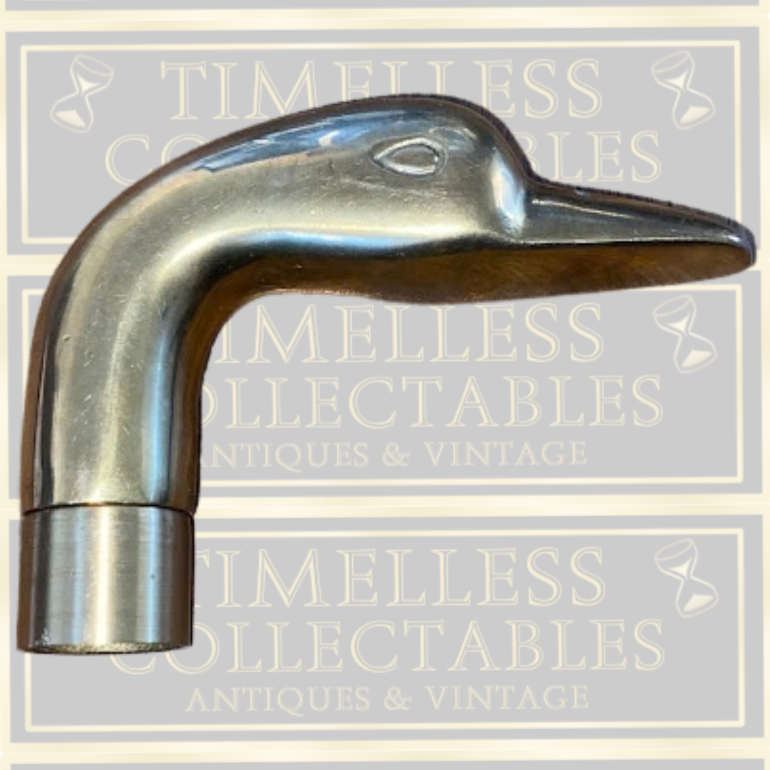 Vintage Brass Duck/Swan Head Wooden Walking Cane