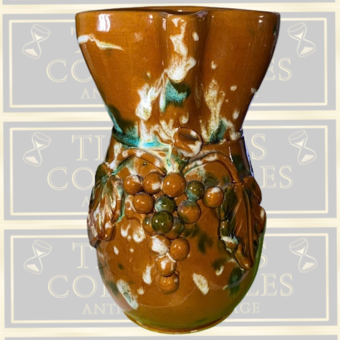 Vintage French Barbotine/Majolica Grape Wine Pitcher
