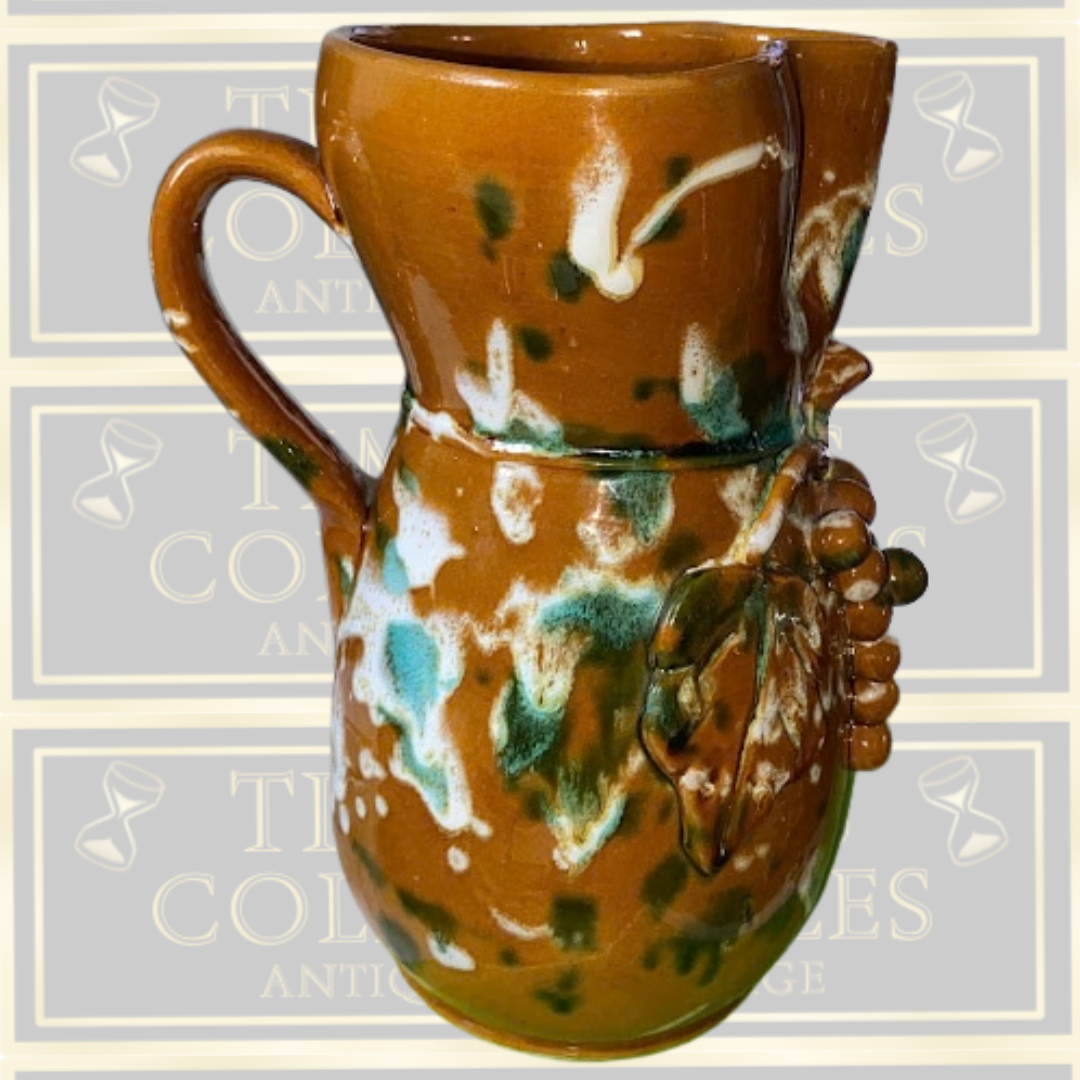 Vintage French Barbotine/Majolica Grape Wine Pitcher