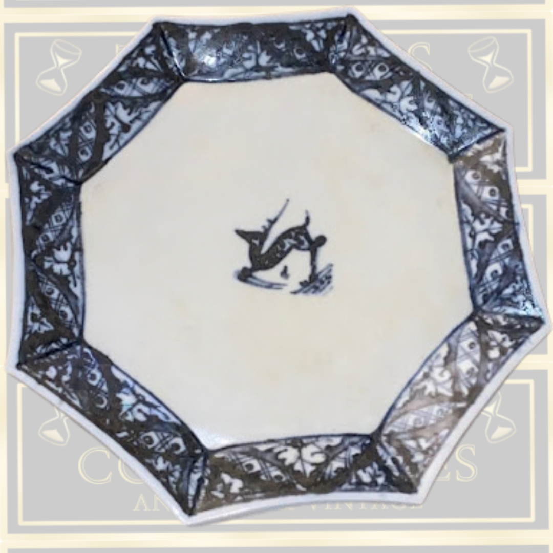 Vintage Six Faience Hand-Painted Octagonal Display Plates