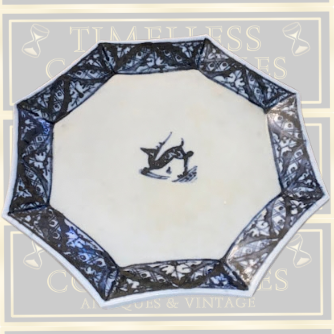 Vintage Six Faience Hand-Painted Octagonal Display Plates