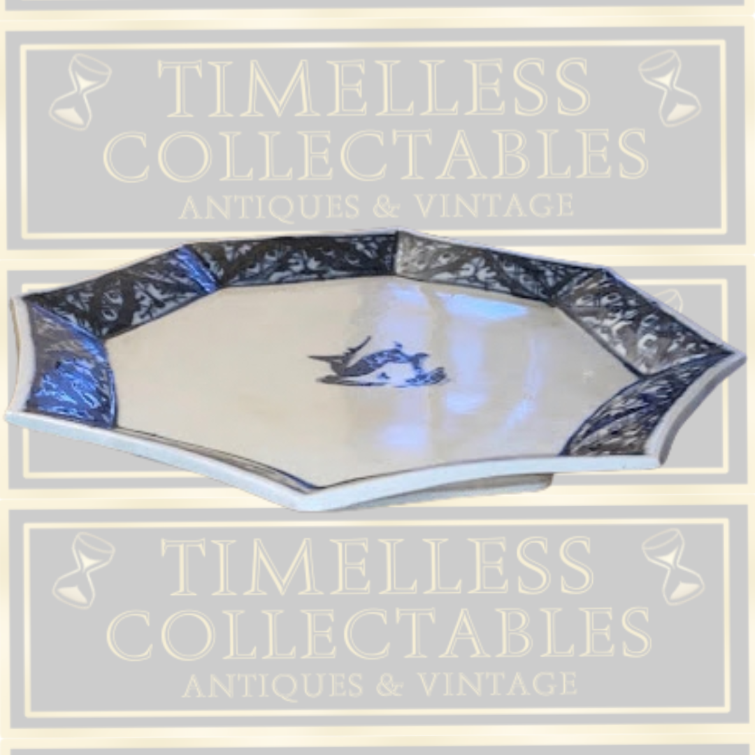 Vintage Six Faience Hand-Painted Octagonal Display Plates