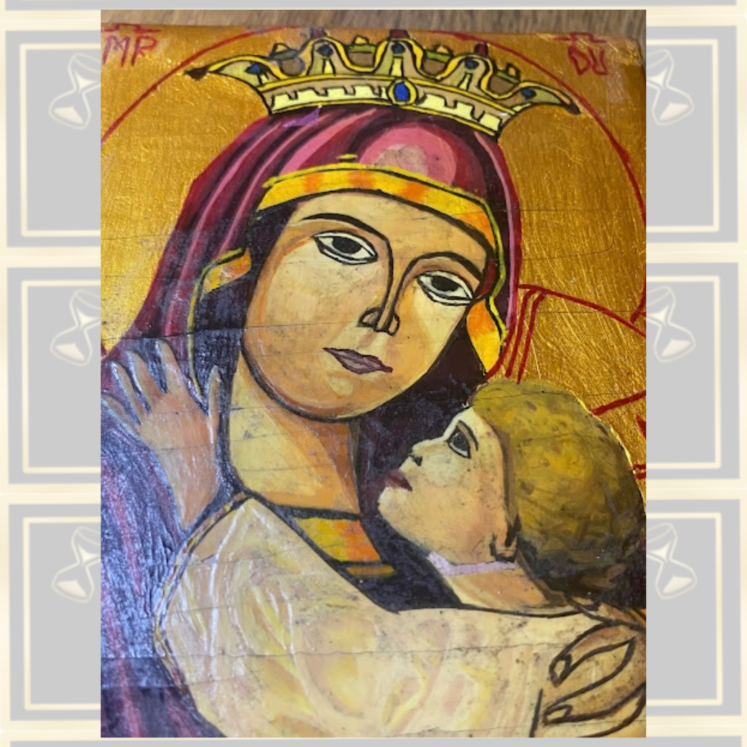 Vintage Eastern Orthodox Icon Depicting The Virgin Mary & Christ Child