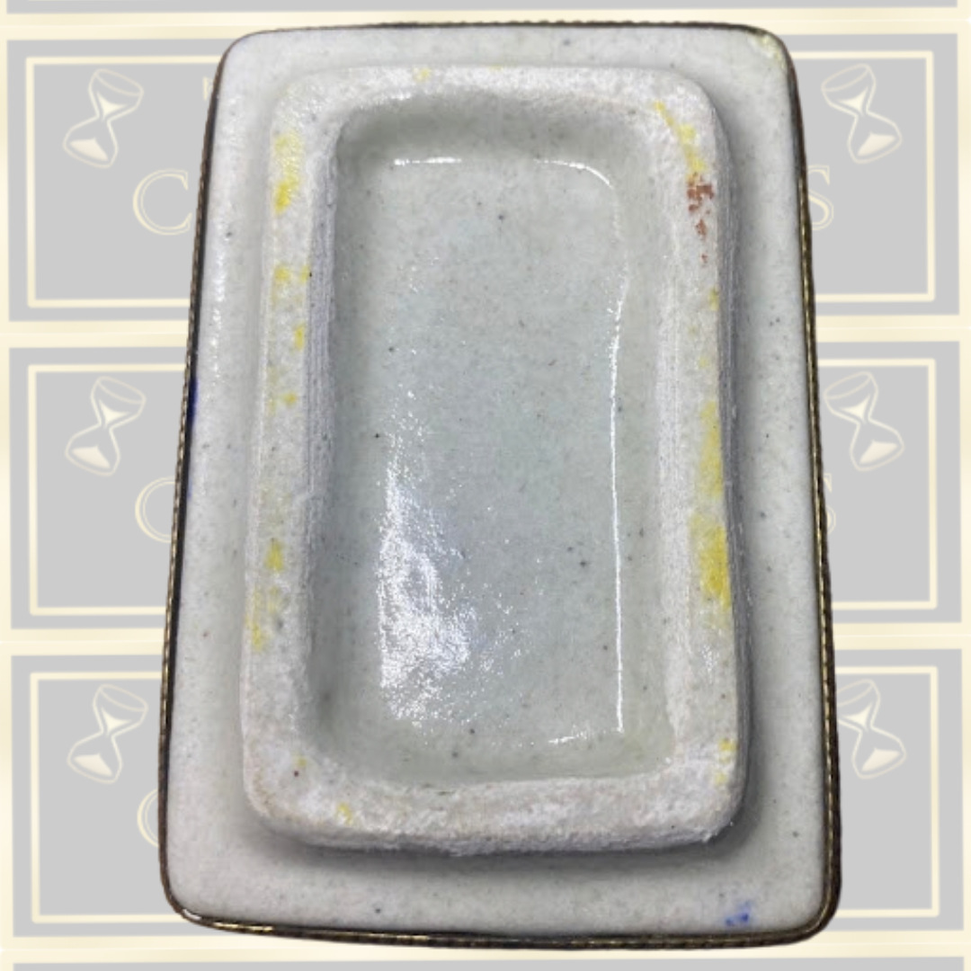 Vintage Mid-Century Porcelain Trinket Box – Chevron Pattern