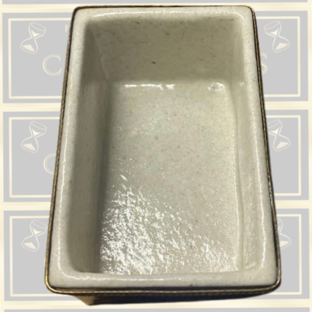Vintage Mid-Century Porcelain Trinket Box – Chevron Pattern