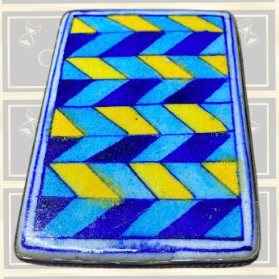 Vintage Mid-Century Porcelain Trinket Box – Chevron Pattern