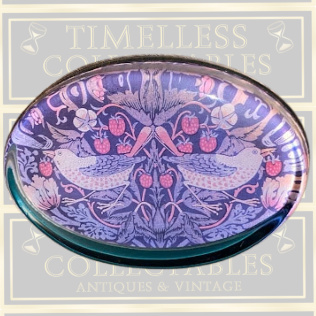 Vintage Strawberry Thief William Morris Glass Paperweight