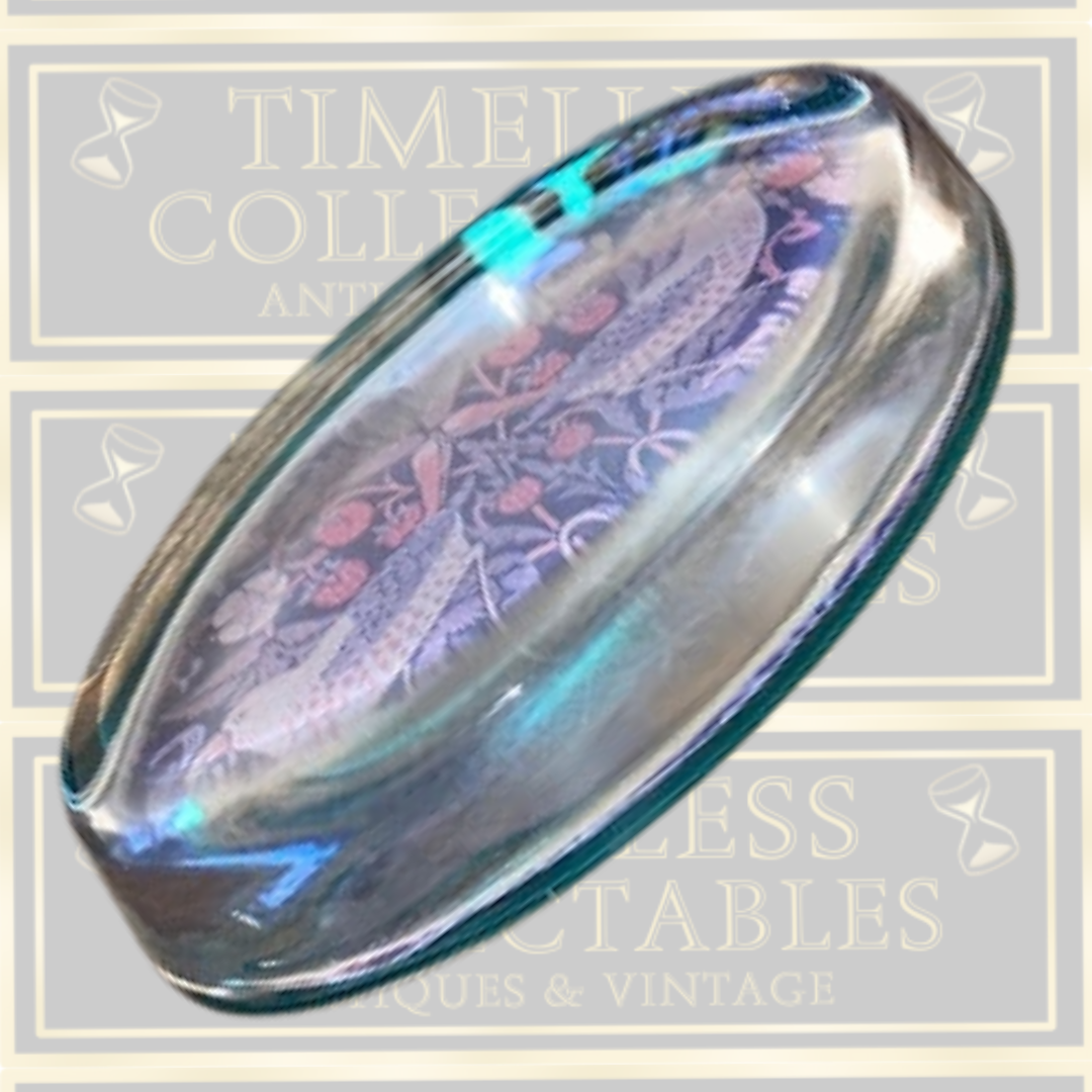Vintage Strawberry Thief William Morris Glass Paperweight